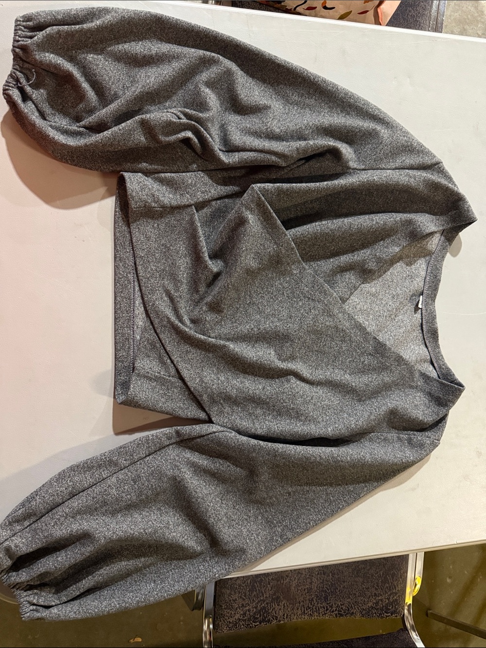 Gray Women's Relaxed Pullover Sweatshirt cropped